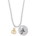 thumbnail image 1 of Delight Jewelry Goldtone Mini Handcuffs Silvertone Script Initial Disc - A - Charm Necklace, 20"+3", 1 of 4