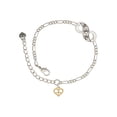 thumbnail image 1 of Delight Jewelry Goldtone Mini Heart Peace Sign Silver-tone Paw Infinity Link Chain Bracelet, 6"+2" Extender, 1 of 3