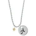 thumbnail image 1 of Delight Jewelry Goldtone Mini Light Purple Crystal Heart Silvertone Script Initial Disc - A - Charm Necklace, 20"+3", 1 of 4