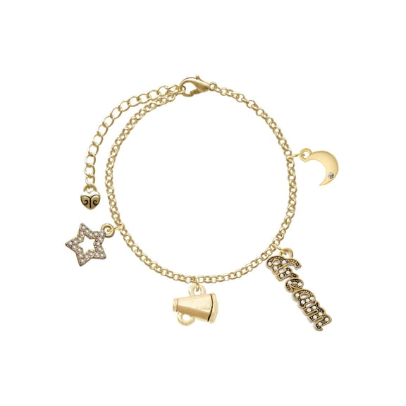 Delight Jewelry Goldtone Mini Megaphone Goldtone Dream Big Charm Bracelet, 7.5+2" Extender