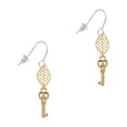 thumbnail image 1 of Delight Jewelry Goldtone Mini Open Peace Heart Key Goldtone Leaf French Earrings, 1 of 4