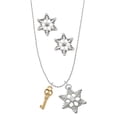 thumbnail image 1 of Delight Jewelry Goldtone Mini Open Peace Heart Key Silver tone Snowflake Charm Necklace and Stud Earrings, 1 of 4