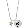 thumbnail image 1 of Delight Jewelry Goldtone Mini Skull & Bones with Crystals Silvertone Script Initial Disc - X - Charm Necklace, 20"+3", 1 of 1