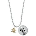 thumbnail image 1 of Delight Jewelry Goldtone Mini Skull & Bones with Crystals Silvertone Script Initial Disc - Y - Charm Necklace, 20"+3", 1 of 4