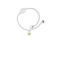 thumbnail image 1 of Delight Jewelry Goldtone Mini Star with Clear Crystal - Silvertone Leaf Delicate Bracelet, 6.25+1.75", 1 of 4
