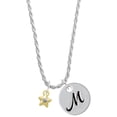 thumbnail image 1 of Delight Jewelry Goldtone Mini Star with Clear Crystal Silvertone Script Initial Disc - M - Charm Necklace, 20"+3", 1 of 4
