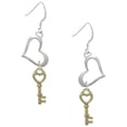 thumbnail image 1 of Delight Jewelry Goldtone Open Heart Key Open Heart French Earrings, 1 of 4