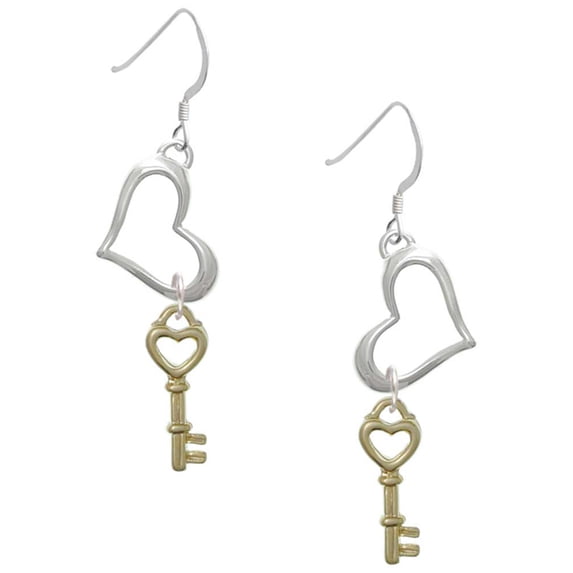 Delight Jewelry Goldtone Open Heart Key Open Heart French Earrings