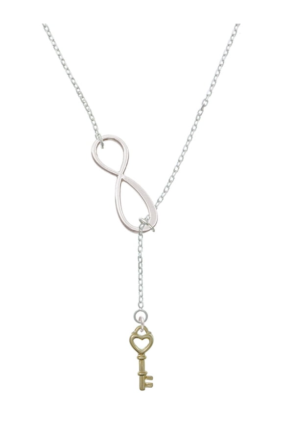 Goldtone Open Heart Key Silver tone Elegant Infinity Lariat Necklace