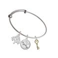 thumbnail image 1 of Delight Jewelry Goldtone Open Heart Key Silvertone Let Things Go Tree Charm Bangle Bracelet, 1 of 4