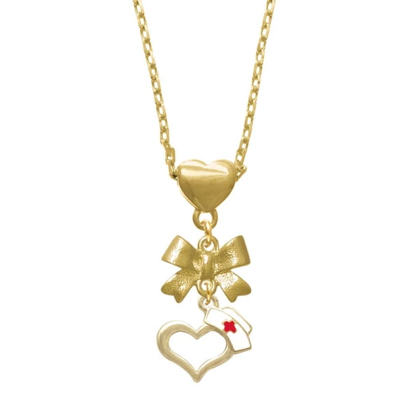 Delight Jewelry Goldtone Open Heart with Nurse Hat Gold tone Heart Necklace