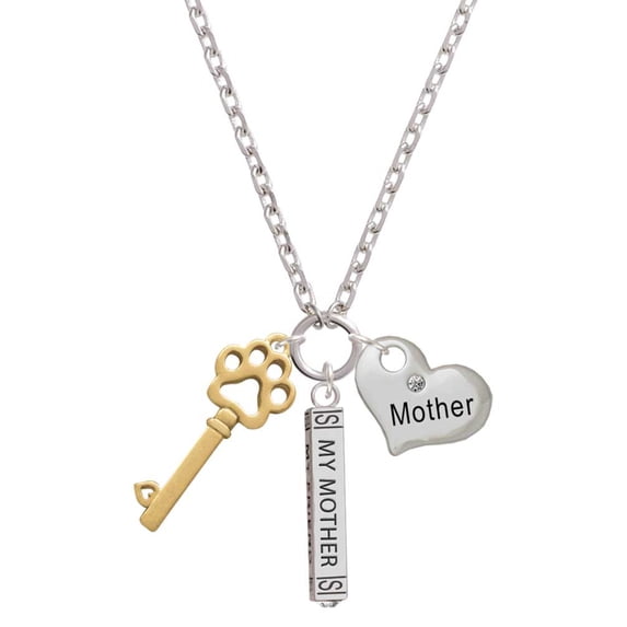 Delight Jewelry Goldtone Open Paw Key Always My Mother Bar Zoe Necklace