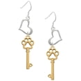 thumbnail image 1 of Delight Jewelry Goldtone Open Paw Key Open Heart French Earrings, 1 of 4