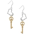 thumbnail image 1 of Delight Jewelry Goldtone Open Peace Heart Key Open Heart French Earrings, 1 of 4