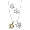 thumbnail image 1 of Delight Jewelry Goldtone Open Sea Turtle with White Plumeria Silver tone Snowflake Charm Necklace and Stud Earrings, 1 of 4