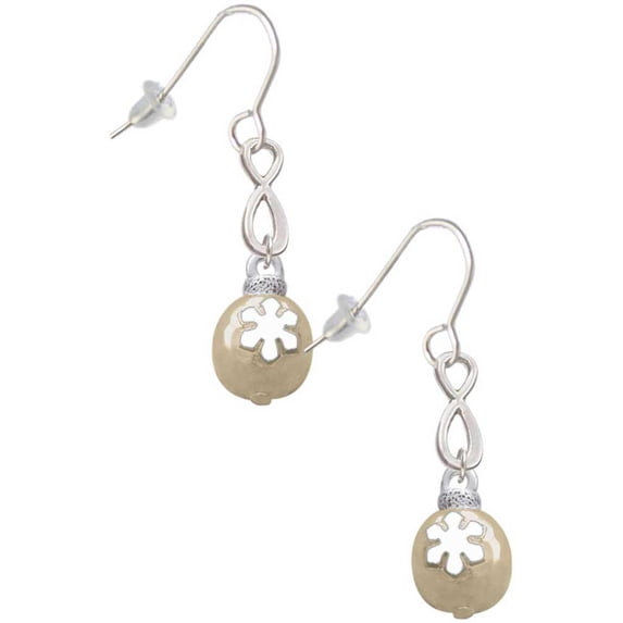 Delight Jewelry Goldtone Ornament with White Snowflake Silver tone Infinity French Earrings
