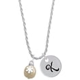 thumbnail image 1 of Delight Jewelry Goldtone Ornament with White Snowflake Silvertone Script Initial Disc - K - Charm Necklace, 20"+3", 1 of 4