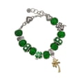 thumbnail image 1 of Delight Jewelry Goldtone Palm Tree - Green Irish Luck Bead Charm Bracelet, 7.5", 1 of 4