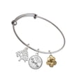 thumbnail image 1 of Delight Jewelry Goldtone Plumeria Flower Silvertone Let Things Go Tree Charm Bangle Bracelet, 1 of 4