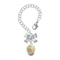 thumbnail image 1 of Delight Jewelry Goldtone Raised Flowers with Clear Crystals on Barrel Spinner - Silvertone Bow Charm Accessory for Tumblers and Thermal Cups, 1 of 4