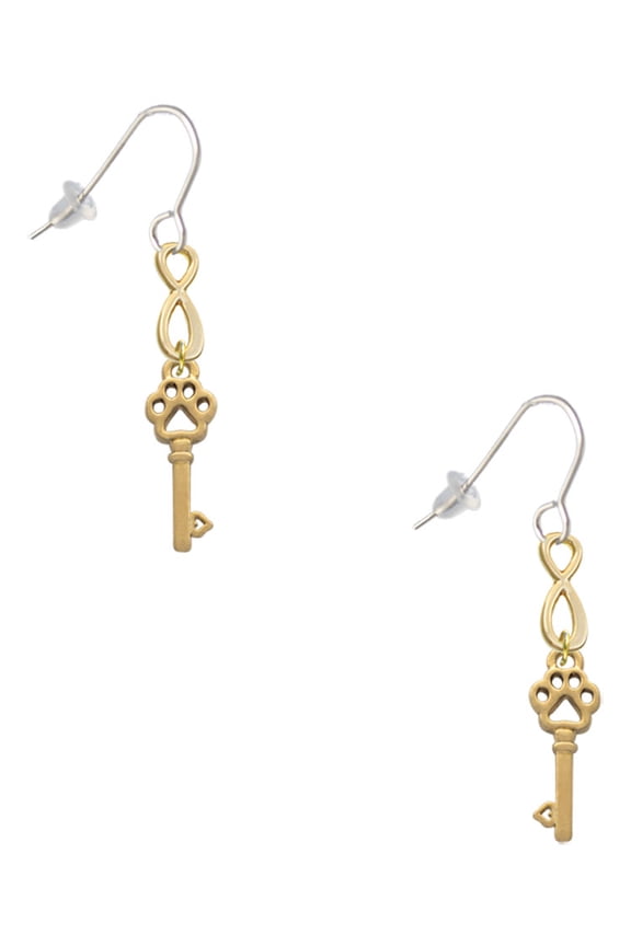 Goldtone Silvertone Small Open Paw Key Gold Tone Infinity French Earrings