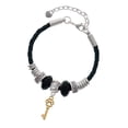 thumbnail image 1 of Delight Jewelry Goldtone Silvertone Small Open Paw Key Middle Sister Celtic Knot Leather Bead Bracelet, 7"+2" Extender, 1 of 4