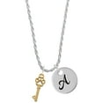 thumbnail image 1 of Delight Jewelry Goldtone Silvertone Small Open Paw Key Silvertone Script Initial Disc - A - Charm Necklace, 20"+3", 1 of 3