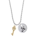 thumbnail image 1 of Delight Jewelry Goldtone Silvertone Small Open Paw Key Silvertone Script Initial Disc - H - Charm Necklace, 20"+3", 1 of 4