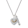 thumbnail image 1 of Delight Jewelry Goldtone Sisters Rock on Clear Crystal Heart Silvertone Family Bar Charm Necklace, 23", 1 of 1