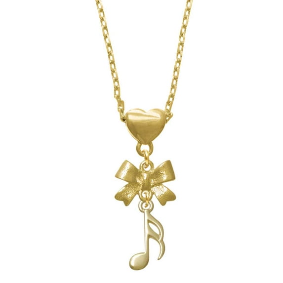 Delight Jewelry Goldtone Sixteenth Note Gold tone Heart Necklace