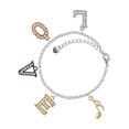thumbnail image 1 of Delight Jewelry Goldtone Sixteenth Note Multi-Colored Crystal Love Charm Bracelet, 1 of 5