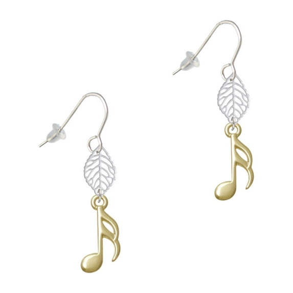 Delight Jewelry Goldtone Sixteenth Note Silvertone Leaf French Earrings