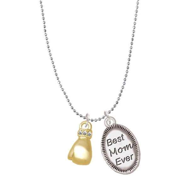 Delight Jewelry Goldtone Small Boxing Glove Best Mom Ever Charm Necklace