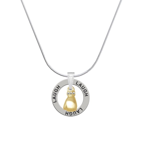 Delight Jewelry Goldtone Small Boxing Glove Laugh Ring Charm Necklace, 18"