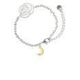 thumbnail image 1 of Delight Jewelry Goldtone Small Crescent Moon Silver-tone Flower Link Chain Bracelet, 6.75"+2" Extender, 1 of 4