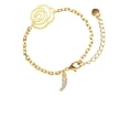 thumbnail image 1 of Delight Jewelry Goldtone Small Crystal Sabre Tooth Gold-tone Flower Link Chain Bracelet, 6.75"+2" Extender, 1 of 4