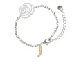 thumbnail image 1 of Delight Jewelry Goldtone Small Crystal Sabre Tooth Silver-tone Flower Link Chain Bracelet, 6.75"+2" Extender, 1 of 4