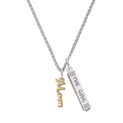 Delight Jewelry Goldtone Small Mom Script Silvertone Hope Anchors the Soul Bar Charm Necklace, 23"
