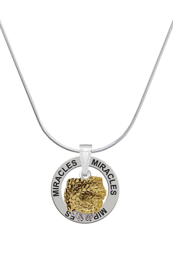 Goldtone Snake Wrapped Around Spinner Miracles Ring Charm Necklace, 18"