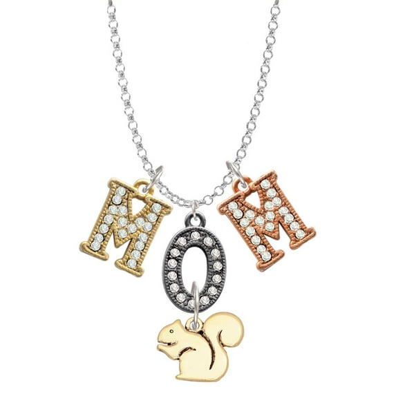 Delight Jewelry Goldtone Squirrel Multi-Colored Crystal Mom Charm Necklace
