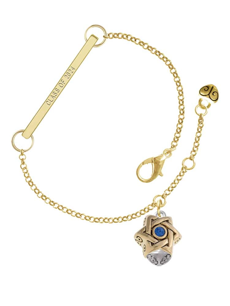 Delight Jewelry Goldtone Star of David with Blue Crystal Spinner ...