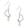 thumbnail image 1 of Delight Jewelry Goldtone Super Mini Simple Cross Open Heart French Earrings, 1 of 4