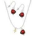 thumbnail image 1 of Delight Jewelry Goldtone Super Mini Simple Cross Red Lucky Ladybug Necklace and Dangle Earrings Set, 1 of 6