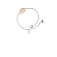 thumbnail image 1 of Delight Jewelry Goldtone Super Mini Simple Cross - Rose Goldtone Leaf Delicate Bracelet, 6.25+1.75", 1 of 4