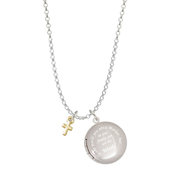 Delight Jewelry Goldtone Super Mini Simple Cross To the World You are a Mother Locket Necklace