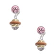 thumbnail image 1 of Delight Jewelry Goldtone Tan Center Spinner Pink Crystal Clip on Earrings, 1 of 5