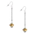 thumbnail image 1 of Delight Jewelry Goldtone Tan Center with Clear Crystals Spinner - Silver-tone Long Sparkle Dangle French Earrings, 1 of 4