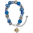 thumbnail image 1 of Delight Jewelry Goldtone Tan with Crystals Spinner Blue Paw Print Bead Bracelet, 7"+2", 1 of 4