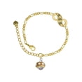 thumbnail image 1 of Delight Jewelry Goldtone Tan with Crystals Spinner Gold-tone Paw Infinity Link Chain Bracelet, 6"+2" Extender, 1 of 3