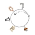 thumbnail image 1 of Delight Jewelry Goldtone Translucent Brown Center Spinner Multi-Colored Crystal Love Charm Bracelet, 1 of 5